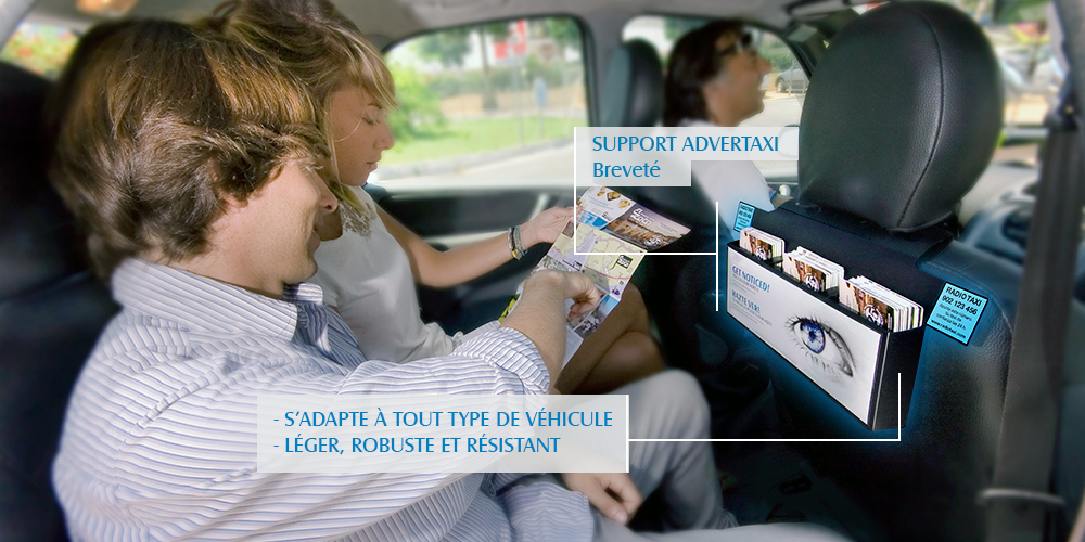Le support publicitaire Advertaxi s’adapte à tout type de véhicule. Il est léger, robuste et résistant